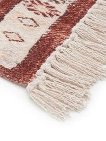 Alfombra de algodón con flecos Tanger, 100% algodón, Terracota, crema, An 60 x L 190 cm