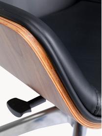 Chaise de bureau cuir synthétique Rouven, hauteur ajustable, Cuir synthétique noir, bois, larg. 59 x prof. 64 cm