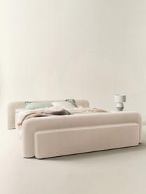 Gestoffeerd bed Komoro, Bekleding: polyester (gestructureerd, Frame: massief grenenhout, Geweven stof beige, B 160 x L 200 cm