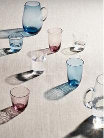 Bicchiere acqua in vetro soffiato irregolare Hammered 4 pz, Vetro soffiato, Blu trasparente, Ø 9 x Alt. 14 cm, 400 ml