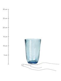 Mundgeblasene Wassergläser Hammered mit unebener Oberfläche, 4 Stück, Glas, mundgeblasen, Blau, transparent, Ø 9 x H 14 cm, 400 ml