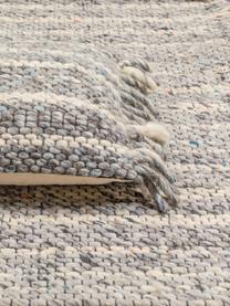 Tappeto in lana grigio/beige con frange Frills, Retro: 100% cotone Nel caso dei , Tonalità grigie, beige, Larg. 170 x Lung. 240 cm