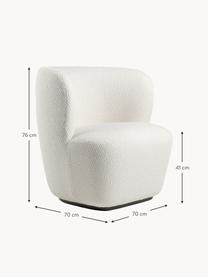 Fotel wypoczynkowy Stay, Tapicerka: 100% poliester, Stelaż: drewno lakierowane, Biała tkanina, czarny, S 70 x G 70 cm