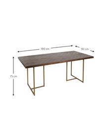 Mesa de comedor Bruno, Tablero: tablero de fibras de dens, Patas: metal, Marrón, An 180 x F 90 cm