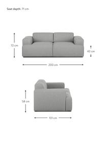 Sofa Melva (2-Sitzer) in Grau, Bezug: Polyester Der hochwertige, Gestell: Massives Kiefernholz, Spa, Füße: Kiefernholz Die Füße befi, Webstoff Grau, B 200 x T 101 cm