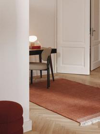 Tappeto a tessitura piatta con frange Ryder, 100% poliestere, certificato GRS, Terracotta, bianco, Larg. 120 x Lung. 180 cm (taglia S)