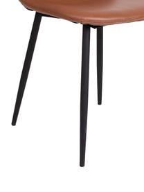 Krzesło tapicerowane ze sztucznej skóry Stockholm, Tapicerka: sztuczna skóra Dzięki tka, Nogi: metal lakierowany, Brązowa sztuczna skóra, czarny, S 50 x G 47 cm