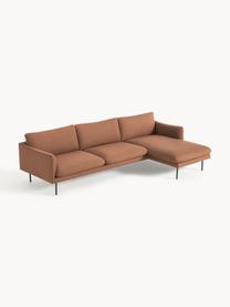 Ecksofa Moby, Bezug: Polyester Der hochwertige, Gestell: Massives Kiefernholz, Füße: Metall, pulverbeschichtet, Webstoff Nougat, B 280 x T 160 cm, Eckteil links