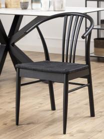 Dřevěná židle s područkami s vrbovým výpletem York, Dubové dřevo, černě lakované, Š 54 cm, H 54 cm
