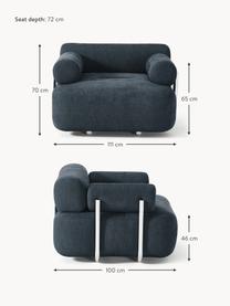 Loungesessel Stella, Bezug: 85 % Polyester, 15 % Baum, Gestell: Massives Fichtenholz, PEF, Webstoff Denimblau, B 111 x T 100 cm