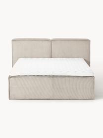 Cord-Boxspringbett Lennon, Bezug: 92 % Polyester, 8 % Polya, Matratze: 7-Zonen-Taschenfederkern, Füße: Massives Birkenholz Diese, Cord Hellbeige, B 140 x L 200 cm, Härtegrad H3