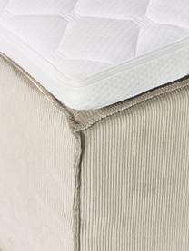 Cord-Boxspringbett Lennon, Bezug: 92 % Polyester, 8 % Polya, Matratze: 7-Zonen-Taschenfederkern, Füße: Massives Birkenholz Diese, Cord Hellbeige, B 140 x L 200 cm, Härtegrad H3