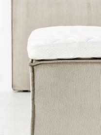 Cord-Boxspringbett Lennon, Bezug: 92 % Polyester, 8 % Polya, Matratze: 7-Zonen-Taschenfederkern, Füße: Massives Birkenholz Diese, Cord Hellbeige, B 140 x L 200 cm, Härtegrad H3