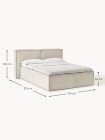 Cord-Boxspringbett Lennon, Bezug: 92 % Polyester, 8 % Polya, Matratze: 7-Zonen-Taschenfederkern, Füße: Massives Birkenholz Diese, Cord Hellbeige, B 140 x L 200 cm, Härtegrad H3