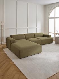 Ecksofa Melva (4-Sitzer), Bezug: 100% Polyester Der hochwe, Gestell: Massives Kiefernholz, Spa, Füße: Kunststoff Dieses Produkt, Webstoff Olivgrün, B 319 x T 196 cm, Eckteil links