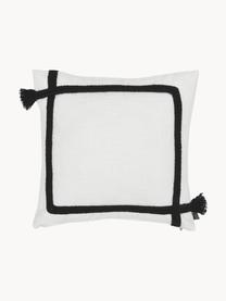 Bavlněný povlak na polštář se střapci Piazza, 100 % bavlna, Bílá, černá, Š 50 cm, D 50 cm