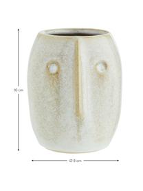 Portavaso in gres Face, Gres, Bianco, beige, Ø 8 x Alt. 10 cm