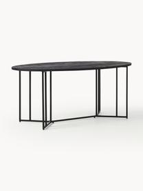 Mesa de comedor ovalada de madera de mango Luca, tamaños diferentes, 100 % lino, Madera de mango pintada en negro, An 240 x F 100 cm