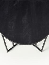 Ovaler Esstisch Luca aus Mangoholz, in verschiedenen Größen, Tischplatte: Massives Mangoholz, gebür, Gestell: Metall, pulverbeschichtet, Mangoholz schwarz lackiert, Schwarz, B 240 x T 100 cm
