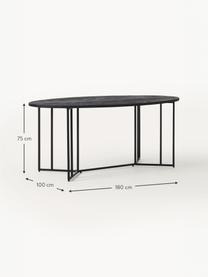 Table ovale en bois de manguier Luca, tailles variées, Manguier laqué, cadre noir, larg. 240 x prof. 100 cm