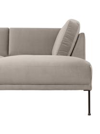 Sofa narożna z aksamitu Fluente, Tapicerka: aksamit (wysokiej jakości, Stelaż: lite drewno sosnowe z cer, Nogi: metal malowany proszkowo, Greige aksamit, S 221 x G 200 cm, lewostronna