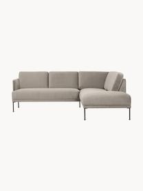 Sofa narożna z aksamitu Fluente, Tapicerka: aksamit (wysokiej jakości, Stelaż: lite drewno sosnowe z cer, Nogi: metal malowany proszkowo, Greige aksamit, S 221 x G 200 cm, lewostronna