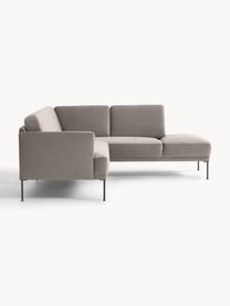 Samt-Ecksofa Fluente, Bezug: Samt (Hochwertiger Polyes, Gestell: Massives Kiefernholz, Samt Greige, B 221 x T 200 cm, Eckteil links