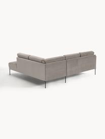 Sofa narożna z aksamitu Fluente, Tapicerka: aksamit (wysokiej jakości, Stelaż: lite drewno sosnowe, Nogi: metal malowany proszkowo , Greige aksamit, S 221 x G 200 cm, lewostronna