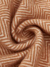 Couverture en laine avec motif à chevrons et franges Tirol-Mona, Caramel, larg. 140 x long. 200 cm