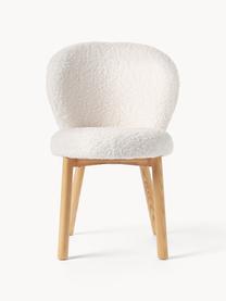 Krzesło tapicerowane Teddy Serena, Tapicerka: Teddy (100% poliester) Dz, Nogi: drewno jesionowe, Biały Teddy, drewno jesionowe, S 56 x G 64 cm