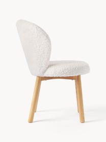 Chaise rembourrée en tissu peluche Serena, Peluche blanc, bois de frêne, larg. 56 x prof. 64 cm