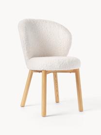 Silla tapizada en borreguillo Serena, Tapizado: borreguillo (100% poliést, Patas: madera de fresno, Borreguillo blanco, madera de fresno, An 56 x F 64 cm