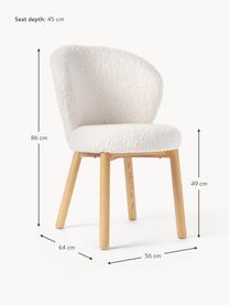 Silla tapizada en borreguillo Serena, Tapizado: borreguillo (100% poliést, Patas: madera de fresno, Borreguillo blanco, madera de fresno, An 56 x F 64 cm