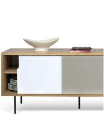 Credenza con ante scorrevoli  Danny, Superficie: con finitura in legno di , Gambe: metallo verniciato, Legno di quercia, bianco opaco, grigio opaco, nero, Larg. 165 x Alt. 65 cm