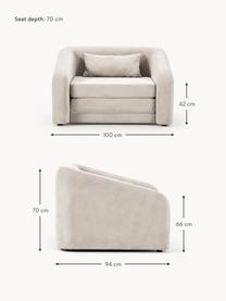 Slaapfauteuil Eliot, Bekleding: 88% polyester, 12% nylon , Frame: spaanplaat, grenenhout, Poten: kunststof Dit product is , Geweven stof crèmewit, B 100 x D 94 cm