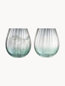 Handgemaakte waterglazen Dusk, 2 stuks, Glas, Groen, grijs, Ø 9 x H 10 cm, 425 ml