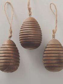 Komplet dekoracyjnych jajek wielkanocnych do zawieszenia Abiola, 3 elem., Drewno, Odcienie brązowego, Ø 6 x W 9 cm