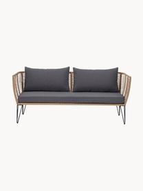 Sofa ogrodowa ze splotu z tworzywa sztucznego Mundo (2-osobowa), Stelaż: metal malowany proszkowo, Tapicerka: poliester, Brązowy, S 175 x G 74 cm