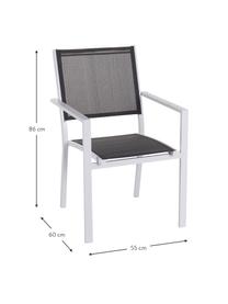 Krzesło ogrodowe Thais, Stelaż: aluminium powlekane, Biały, szary, S 69 x W 99 cm