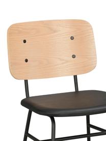 Silla de madera con asiento tapizado Brent, Asiento: cuero sintético (poliuret, Estructura: metal pintado, Roble, An 47 x F 57 cm