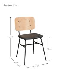 Silla de madera con asiento tapizado Brent, Asiento: cuero sintético (poliuret, Estructura: metal pintado, Roble, An 47 x F 57 cm