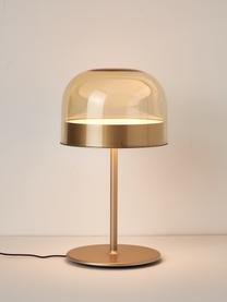 Lámpara de mesa artesanal LED Equatore, Pantalla: vidrio, metal recubierto, Estructura: metal recubierto, Cable: plástico, Transparente, dorado, Ø 24 x Al 43 cm