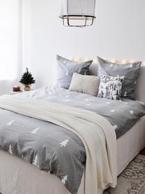 Flanelová posteľná bielizeň s jedličkami X-mas Tree, Tmavosivá, krémovobiela, 200 x 200 cm + 2 vankúše 80 x 80