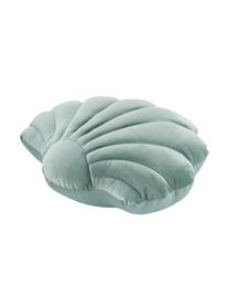 Samt-Kissen Shell in Muschelform, Vorderseite: 100% Polyestersamt, Rückseite: 100% Baumwolle, Grün, B 32 x L 27 cm