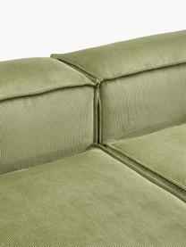 Canapé lounge modulable en velours côtelé Lennon, Velours côtelé vert foncé, larg. 418 x prof. 269 cm, méridienne à gauche