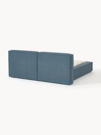 Letto imbottito in bouclé Lennon, Rivestimento: bouclé (80% poliestere, 2, Rivestimento: schiuma, certificata Cert, Struttura: legno di pino massiccio, , Piedini: legno, plastica Questo pr, Bouclé grigio-blu, Larg. 208 x Lung. 243 cm (superfice 140 x 200 cm)