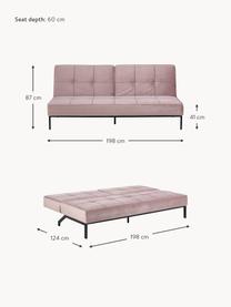 Sofá cama de terciopelo Perugia (3 plazas), Tapizado: poliéster Alta resistenci, Patas: metal pintado, Terciopelo rosa palo, An 198 x F 95 cm