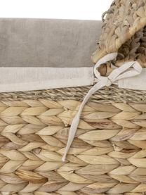 Cesta de ropa artesanal Lydia, Cesta: jacinto de agua, Bolsa: tela, Blanco, marrón, An 57 x Al 61 cm