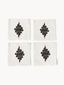 Textilné servítky Snake, 4 ks, Bavlna, ľan, Biela, čierna, Š 15 x D 15 cm