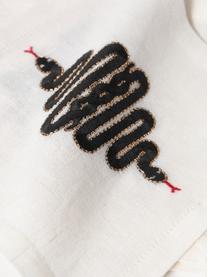 Servilletas texiles Snake, 4 uds., Algodón, lino, Blanco, negro, An 15 x L 15 cm